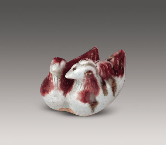 元 青花釉里紅鴛鴦硯滴