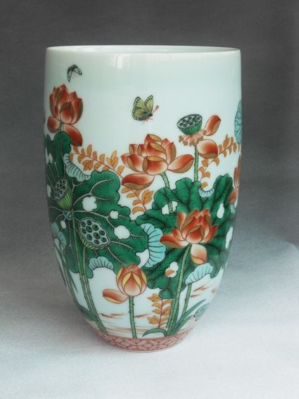 當(dāng)代陶藝《十里荷香》古彩